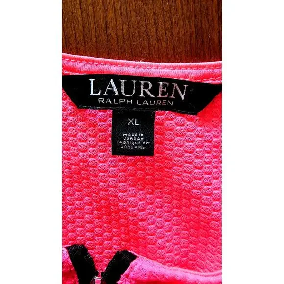 Lauren Ralph Lauren Black Label Quarter Zip Waffle Knit Long Sleeve Top, Sz XL - Picture 4 of 8